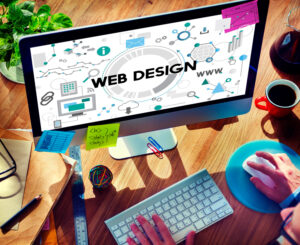 Desktop screen displaying the words, "Web Design"